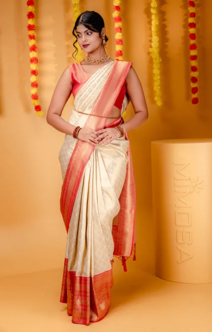 Mimosa Women's Woven Design Kanjivaram Style Art Silk Saree