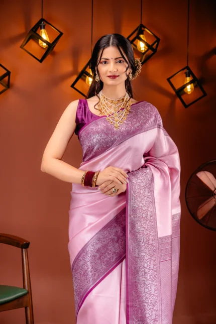 Mimosa Women's Woven Design Kanjivaram Style Art Silk Saree