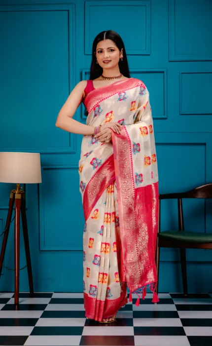 Mimosa Women's Woven Design Kanjivaram Style Art Silk Saree