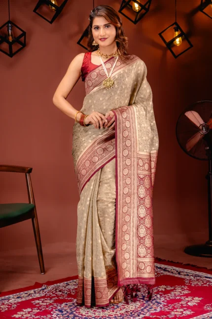 Mimosa Women's Woven Design Kanjivaram Style Art Silk Saree